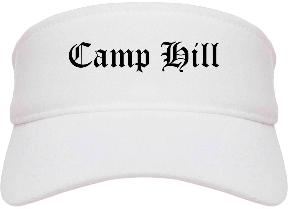 Camp Hill Pennsylvania PA Old English Mens Visor Cap Hat White