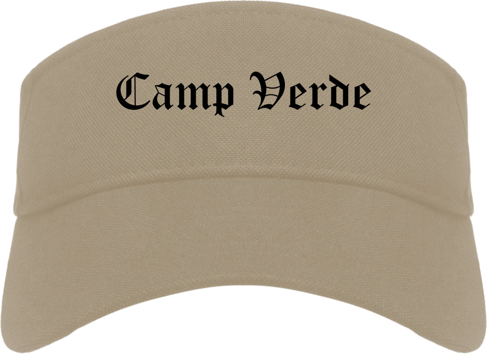 Camp Verde Arizona AZ Old English Mens Visor Cap Hat Khaki