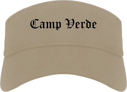 Camp Verde Arizona AZ Old English Mens Visor Cap Hat Khaki