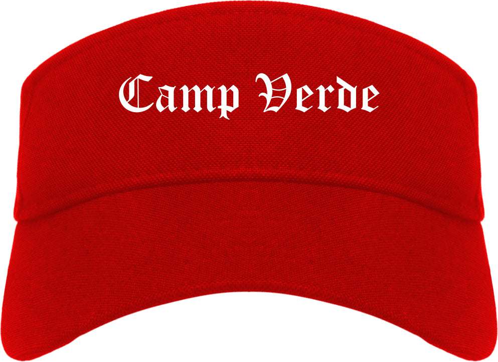 Camp Verde Arizona AZ Old English Mens Visor Cap Hat Red