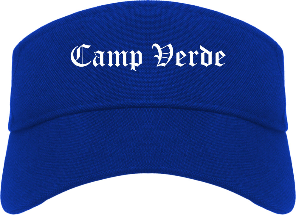 Camp Verde Arizona AZ Old English Mens Visor Cap Hat Royal Blue