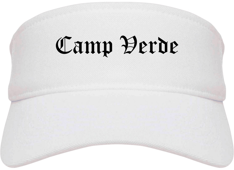 Camp Verde Arizona AZ Old English Mens Visor Cap Hat White