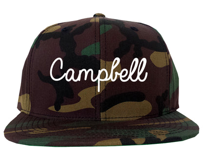 Campbell California CA Script Mens Snapback Hat Army Camo