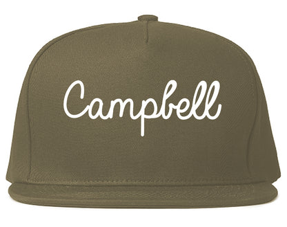 Campbell California CA Script Mens Snapback Hat Grey