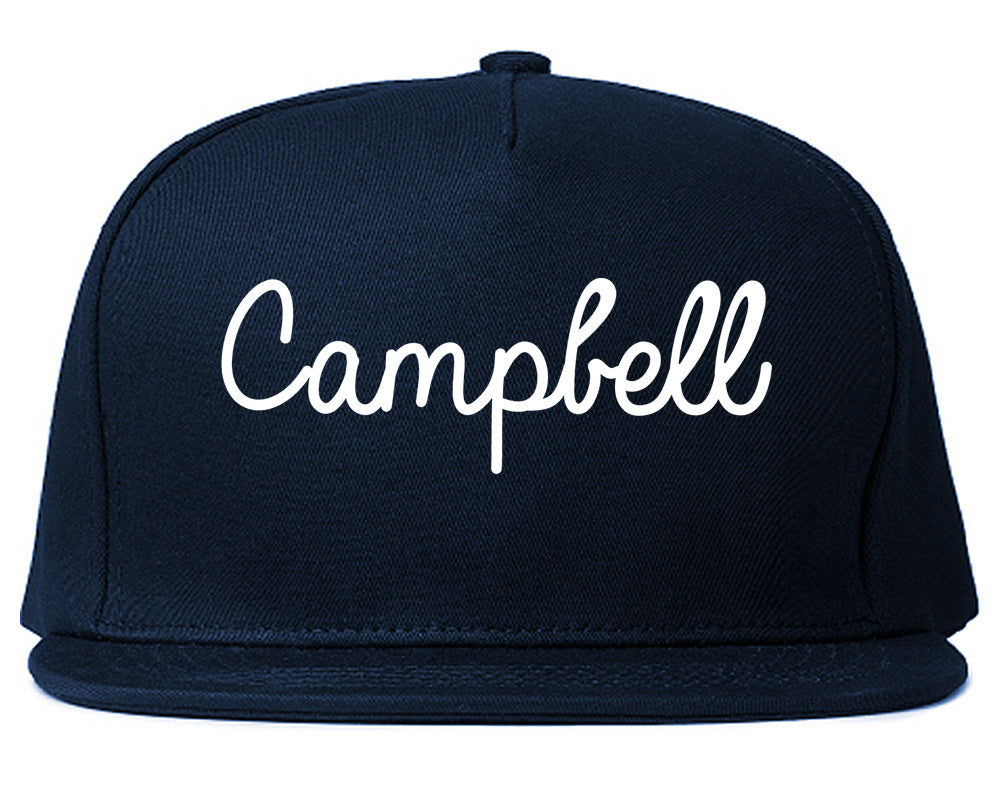 Campbell California CA Script Mens Snapback Hat Navy Blue