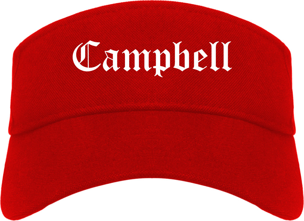 Campbell California CA Old English Mens Visor Cap Hat Red