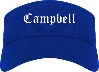 Campbell California CA Old English Mens Visor Cap Hat Royal Blue