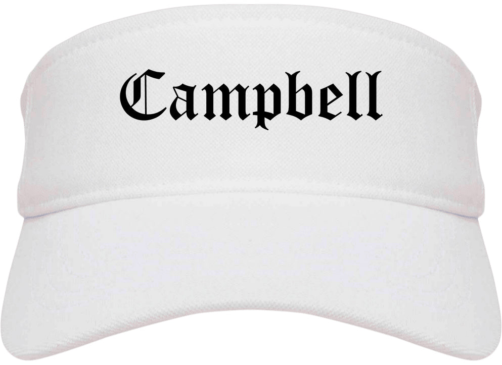 Campbell California CA Old English Mens Visor Cap Hat White