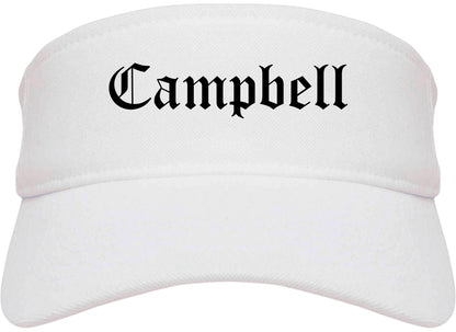 Campbell California CA Old English Mens Visor Cap Hat White