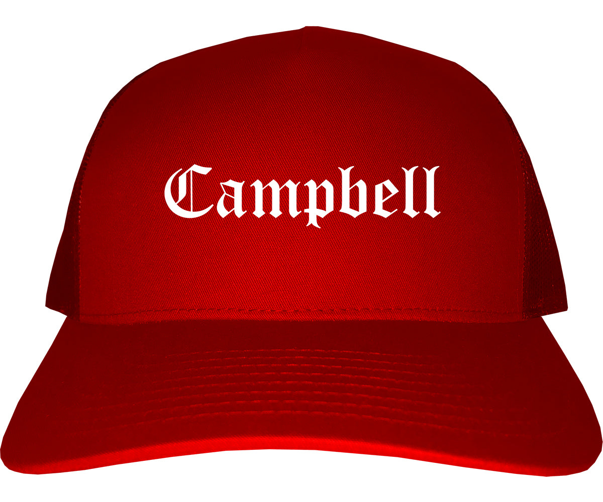 Campbell Ohio OH Old English Mens Trucker Hat Cap Red