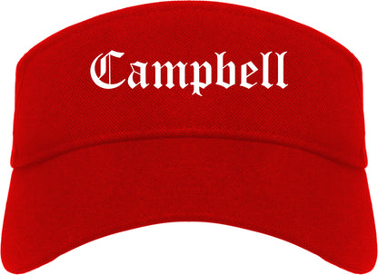 Campbell Ohio OH Old English Mens Visor Cap Hat Red