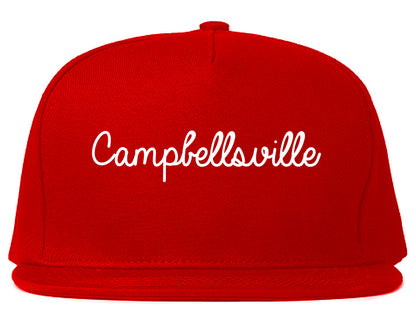 Campbellsville Kentucky KY Script Mens Snapback Hat Red