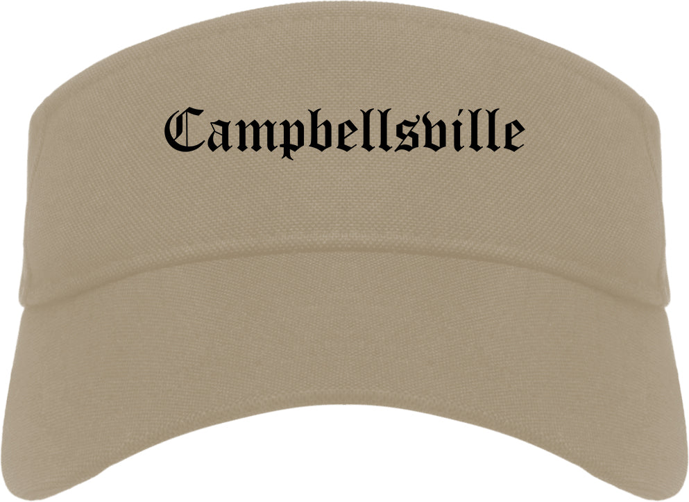 Campbellsville Kentucky KY Old English Mens Visor Cap Hat Khaki