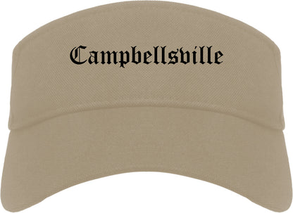 Campbellsville Kentucky KY Old English Mens Visor Cap Hat Khaki