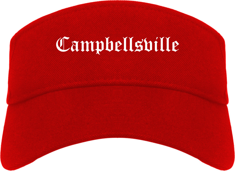 Campbellsville Kentucky KY Old English Mens Visor Cap Hat Red