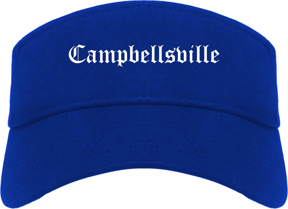 Campbellsville Kentucky KY Old English Mens Visor Cap Hat Royal Blue