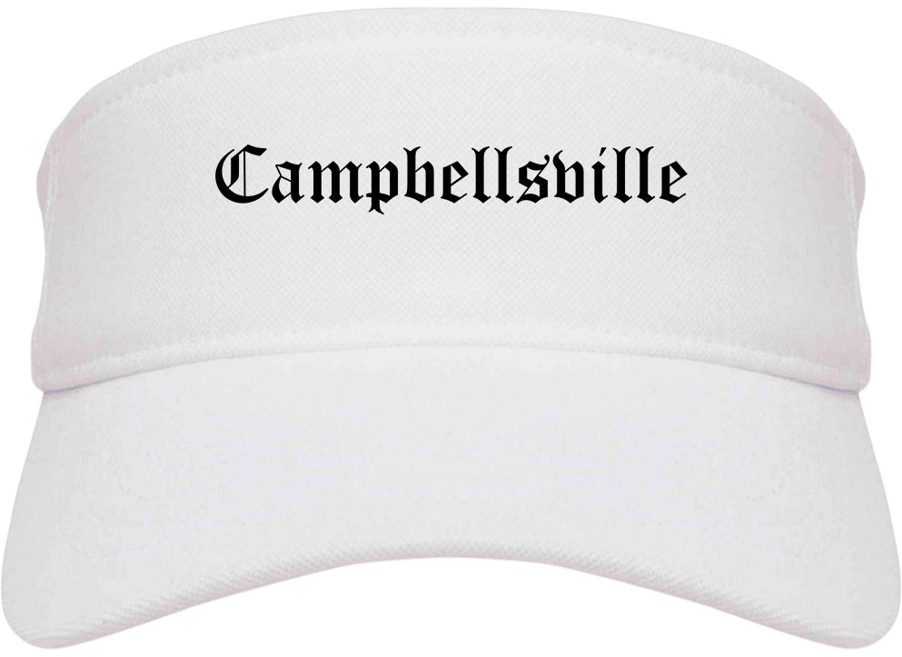 Campbellsville Kentucky KY Old English Mens Visor Cap Hat White