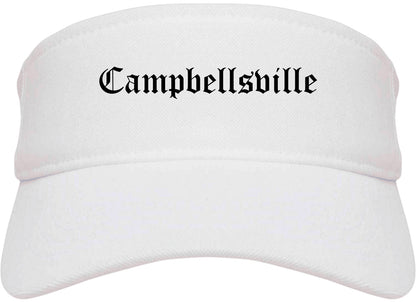 Campbellsville Kentucky KY Old English Mens Visor Cap Hat White