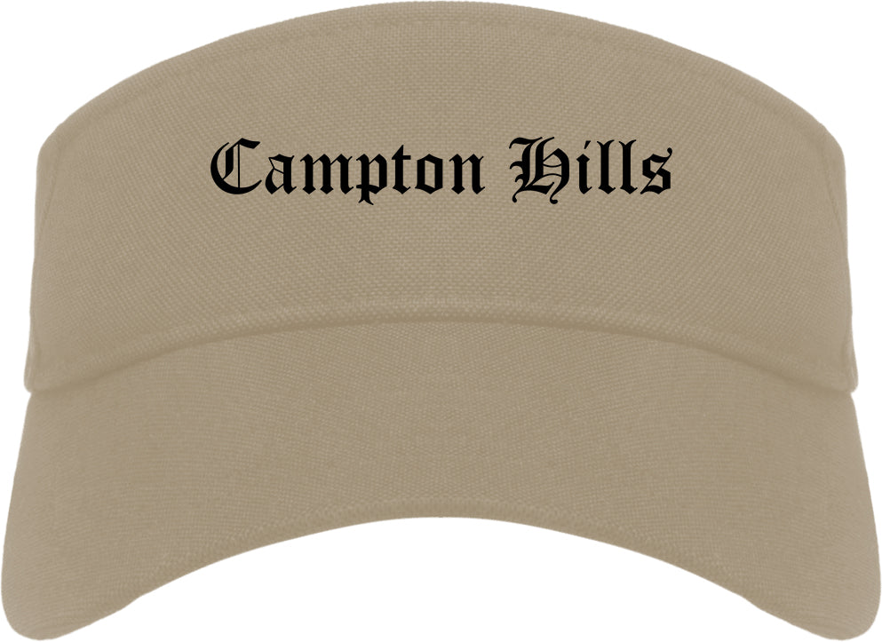 Campton Hills Illinois IL Old English Mens Visor Cap Hat Khaki