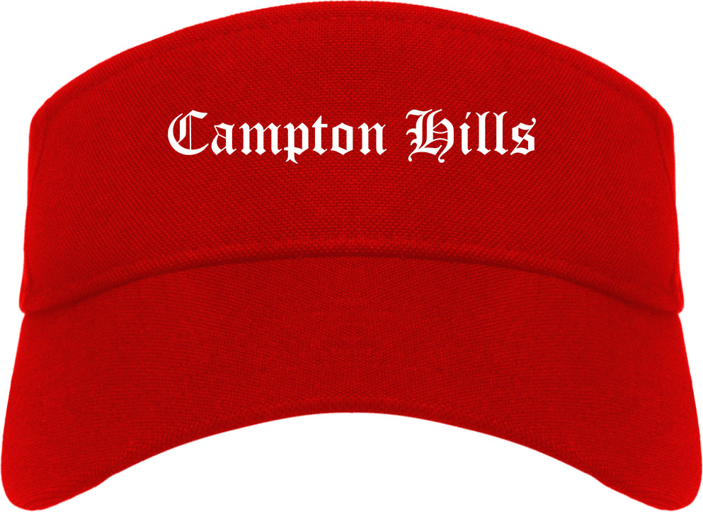 Campton Hills Illinois IL Old English Mens Visor Cap Hat Red