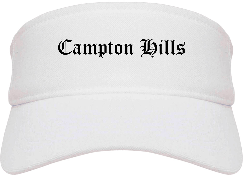 Campton Hills Illinois IL Old English Mens Visor Cap Hat White