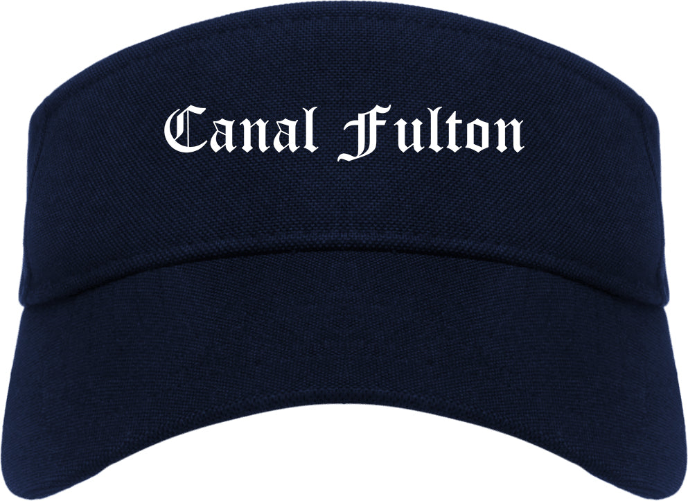 Canal Fulton Ohio OH Old English Mens Visor Cap Hat Navy Blue