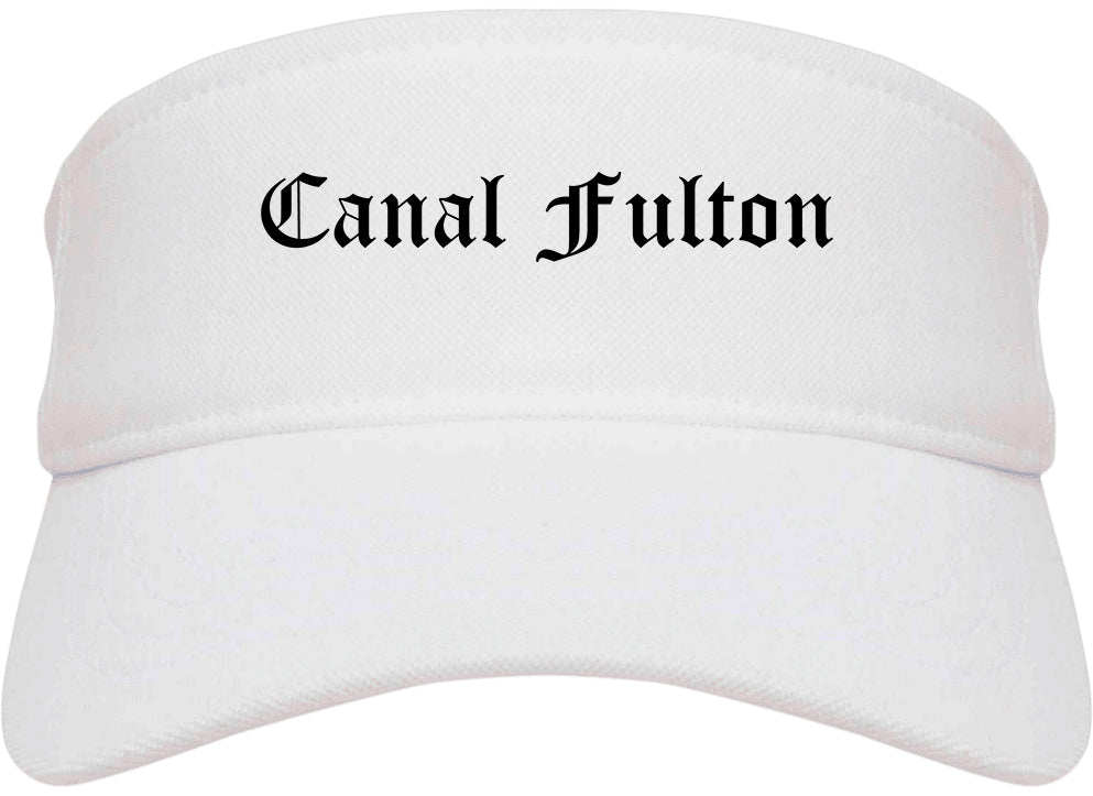 Canal Fulton Ohio OH Old English Mens Visor Cap Hat White