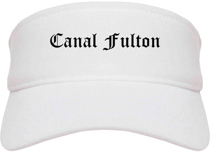 Canal Fulton Ohio OH Old English Mens Visor Cap Hat White
