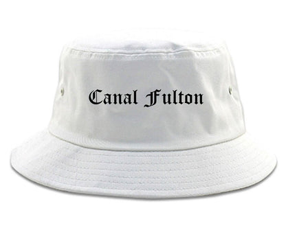 Canal Fulton Ohio OH Old English Mens Bucket Hat White
