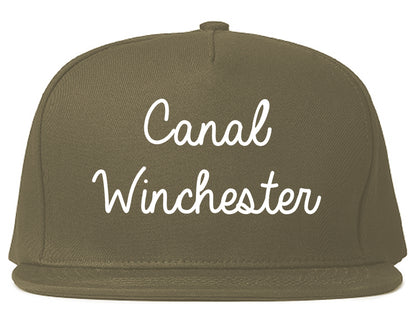 Canal Winchester Ohio OH Script Mens Snapback Hat Grey