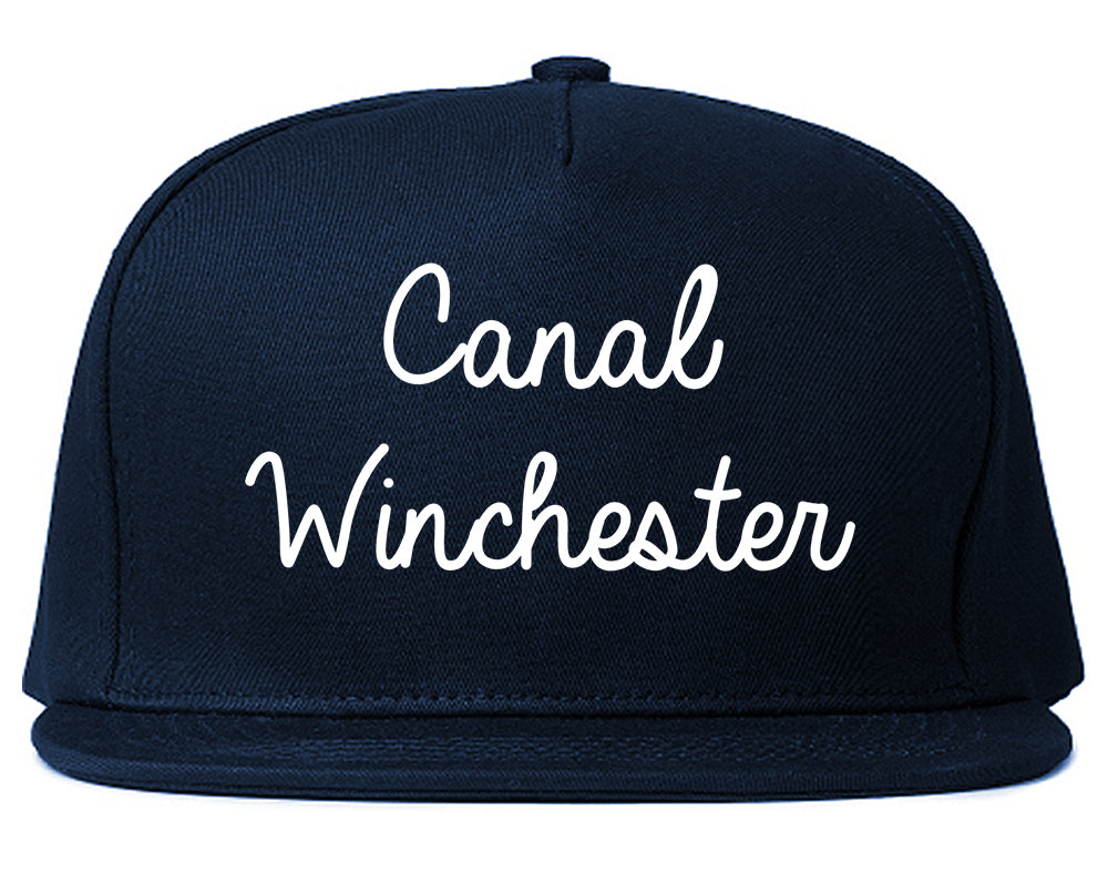 Canal Winchester Ohio OH Script Mens Snapback Hat Navy Blue