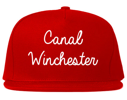 Canal Winchester Ohio OH Script Mens Snapback Hat Red