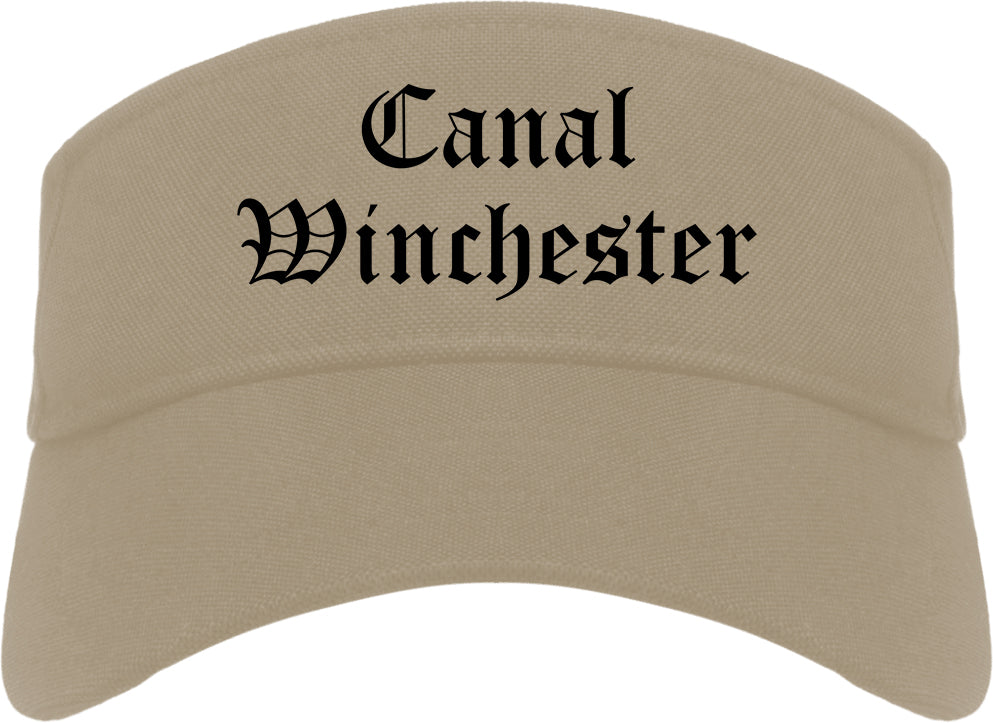 Canal Winchester Ohio OH Old English Mens Visor Cap Hat Khaki