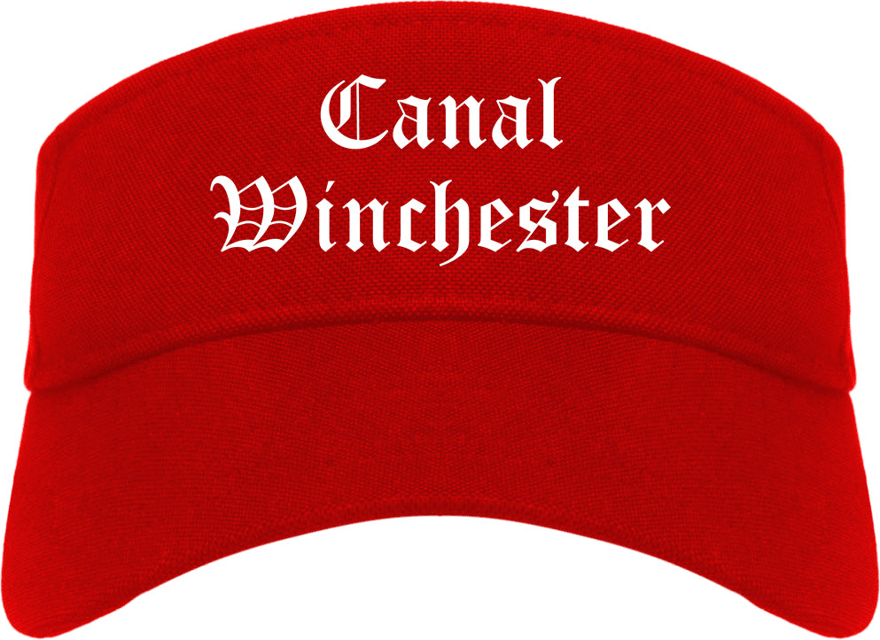 Canal Winchester Ohio OH Old English Mens Visor Cap Hat Red