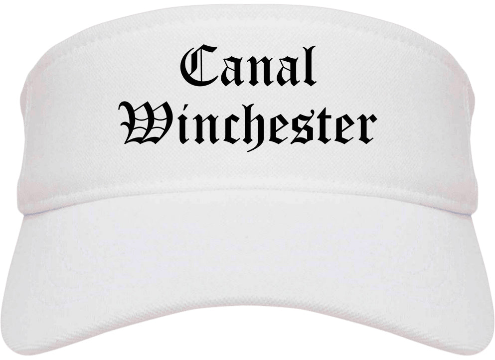 Canal Winchester Ohio OH Old English Mens Visor Cap Hat White
