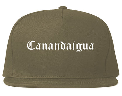 Canandaigua New York NY Old English Mens Snapback Hat Grey