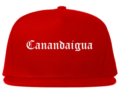 Canandaigua New York NY Old English Mens Snapback Hat Red
