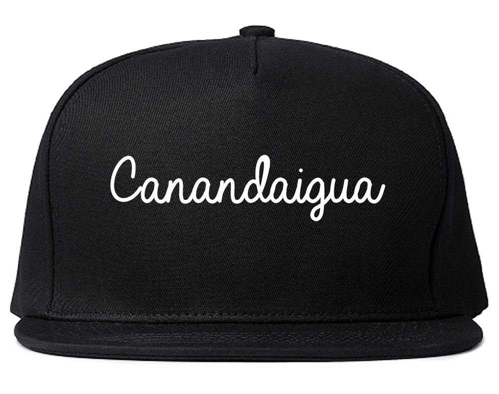 Canandaigua New York NY Script Mens Snapback Hat Black