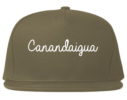 Canandaigua New York NY Script Mens Snapback Hat Grey