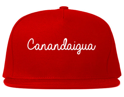 Canandaigua New York NY Script Mens Snapback Hat Red