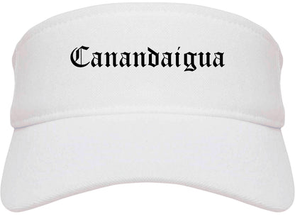 Canandaigua New York NY Old English Mens Visor Cap Hat White