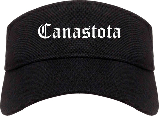 Canastota New York NY Old English Mens Visor Cap Hat Black