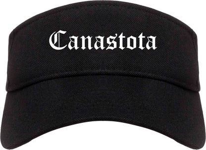 Canastota New York NY Old English Mens Visor Cap Hat Black