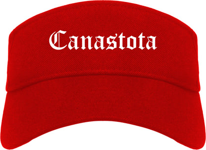 Canastota New York NY Old English Mens Visor Cap Hat Red