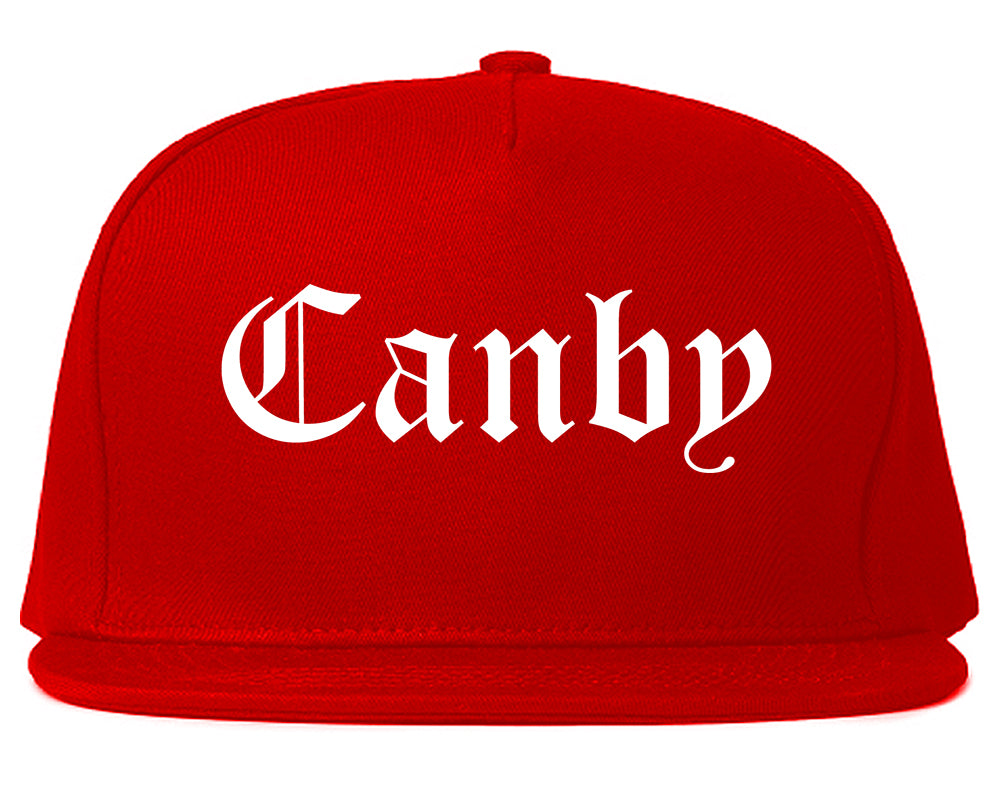 Canby Oregon OR Old English Mens Snapback Hat Red