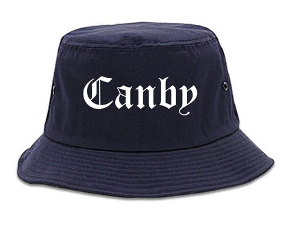 Canby Oregon OR Old English Mens Bucket Hat Navy Blue