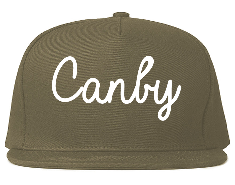 Canby Oregon OR Script Mens Snapback Hat Grey