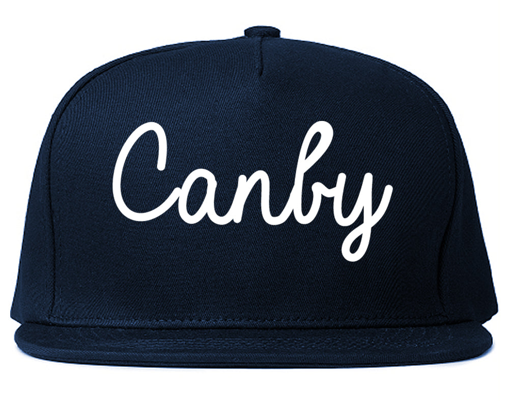 Canby Oregon OR Script Mens Snapback Hat Navy Blue