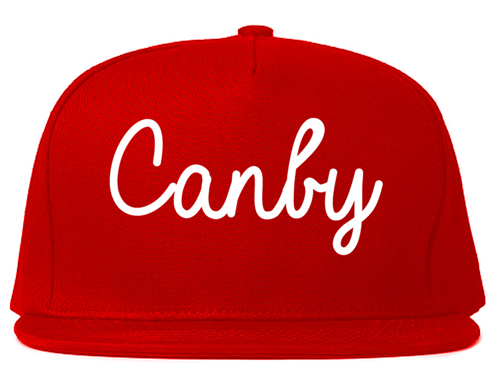 Canby Oregon OR Script Mens Snapback Hat Red