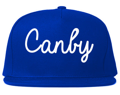 Canby Oregon OR Script Mens Snapback Hat Royal Blue